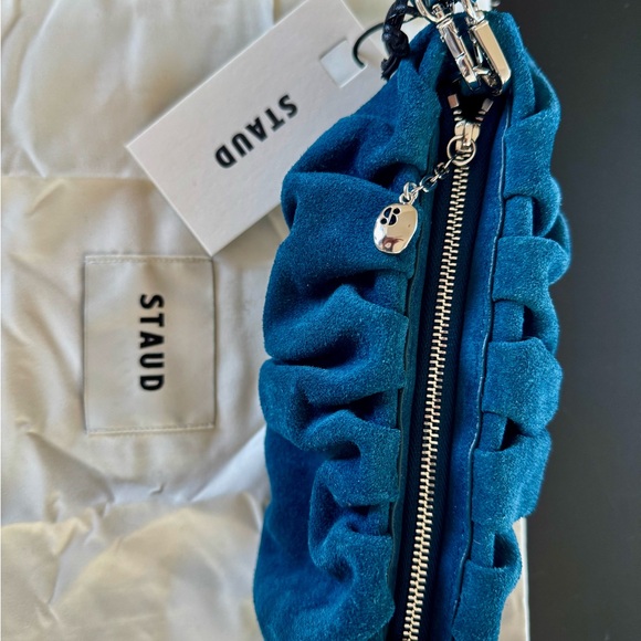 STAUD Rich Teal Clutch with Wristlet